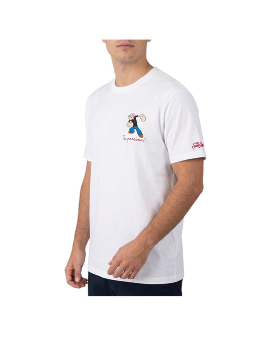 T-shirt bianca con stampa e ricamo Te possino POT0001 01622L MC2 SAINT BARTH 