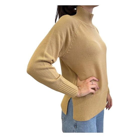 Maglione collo alto misto lana Cammello 97625 046 CAVALIERI MILANO 