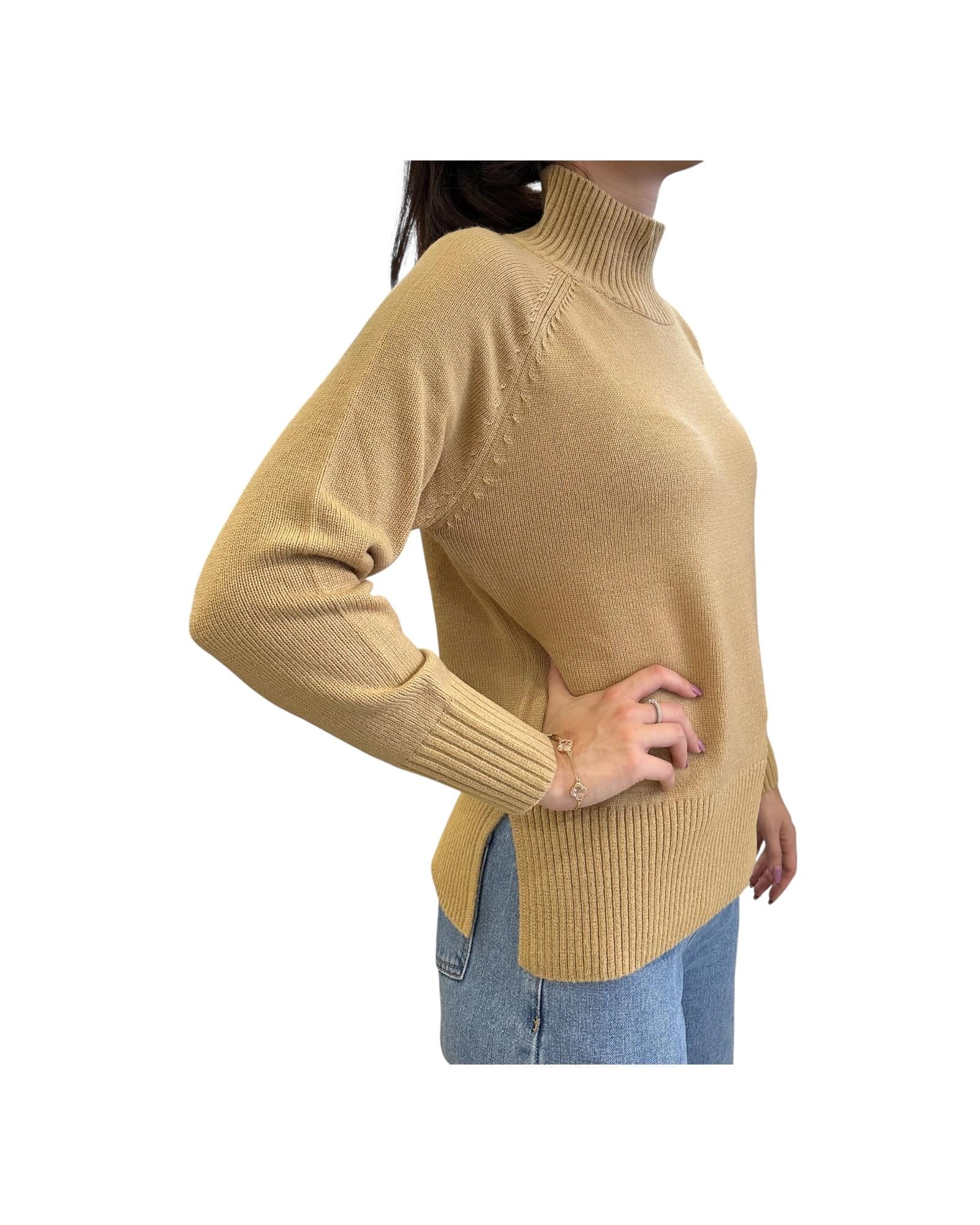 Maglione collo alto misto lana Cammello 97625 046 CAVALIERI MILANO 