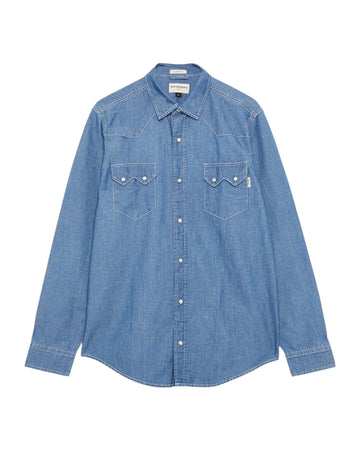 Western Shirt denim cotton linen Light Stone RRU148CK682372 C0999 ROY ROGER'S 