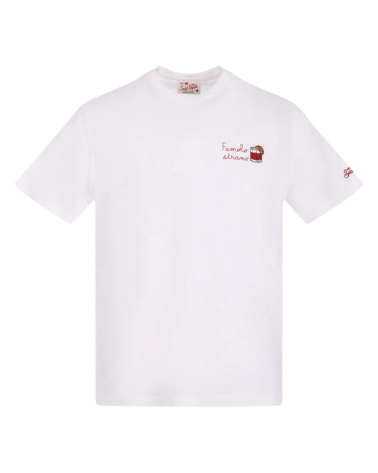 T-shirt di cotone con ricamo Famolo strano POT0001 05268H MC2 SAINT BARTH 