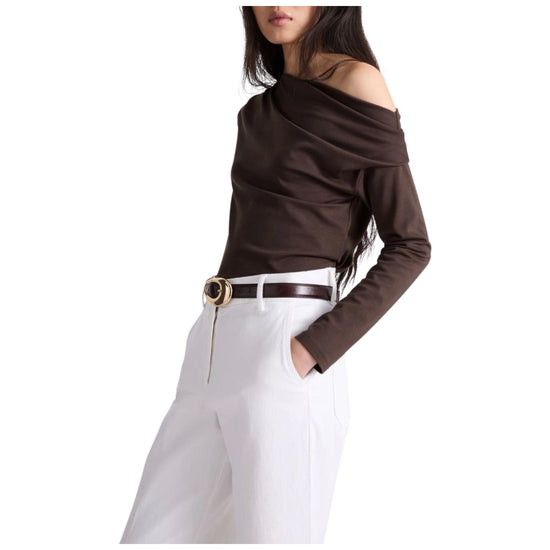 T-shirt con scollo asimmetrico Cioccolato UNNO 002 MARELLA 