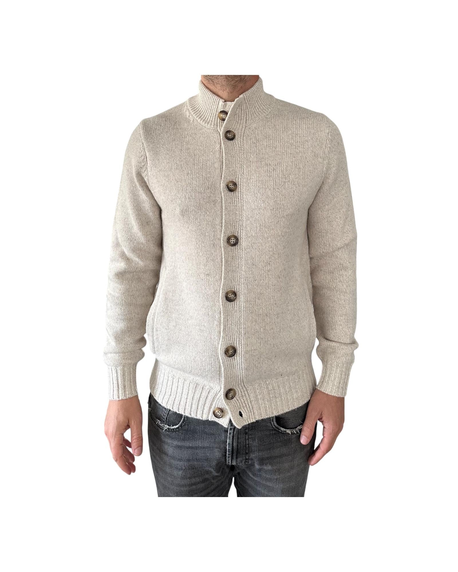 Cardigan con bottoni misto lana Sabbia 87077 405 CAVALIERI MILANO 