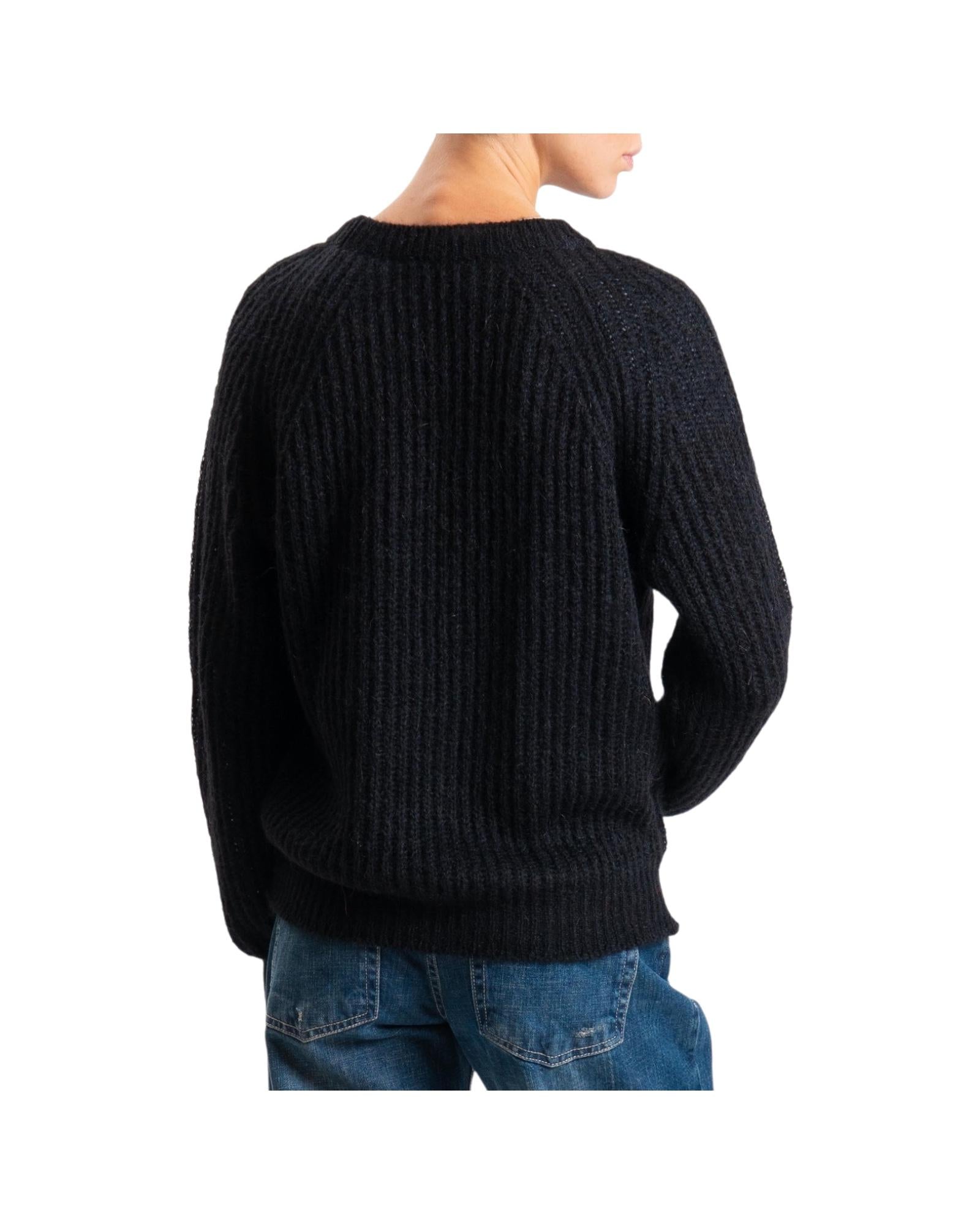 Maglione mohair a coste inglesi Nero 55086F NERO VICOLO