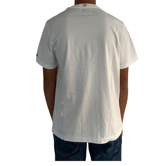 T-Shirt in cotone bianco con ricamo Real man play padel ARN0001 03183I MC2 SAINT BARTH 
