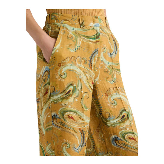 Pantalone a palazzo in lino stampato Senape DOMINO 002 MARELLA 