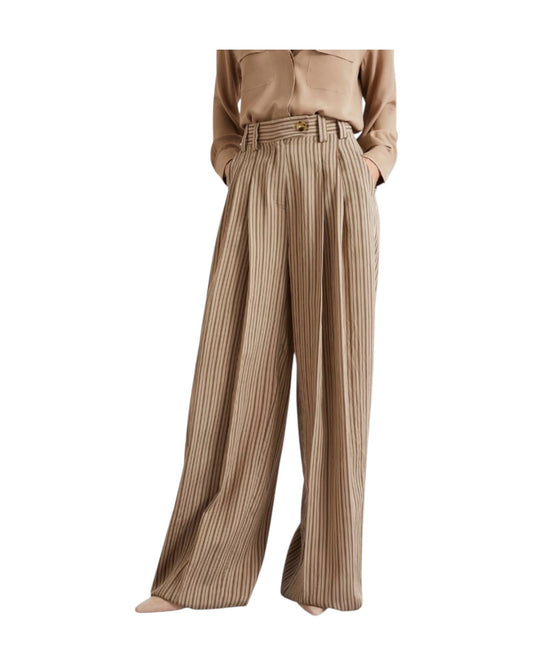 Pantalone palazzo in viscosa riga Testa di moro ORDINE 001 MARELLA 