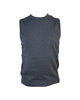 Gilet girocollo tinta unita blu melange