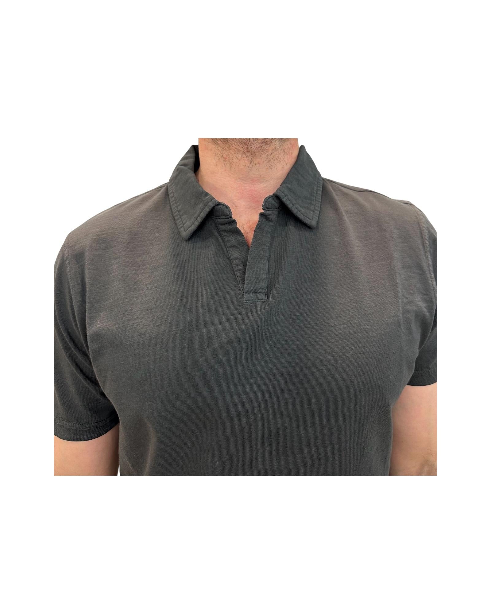 Polo uomo Long Island Fiammata senza bottoni, faded black. 2006 FADED BLACK BL'KER 