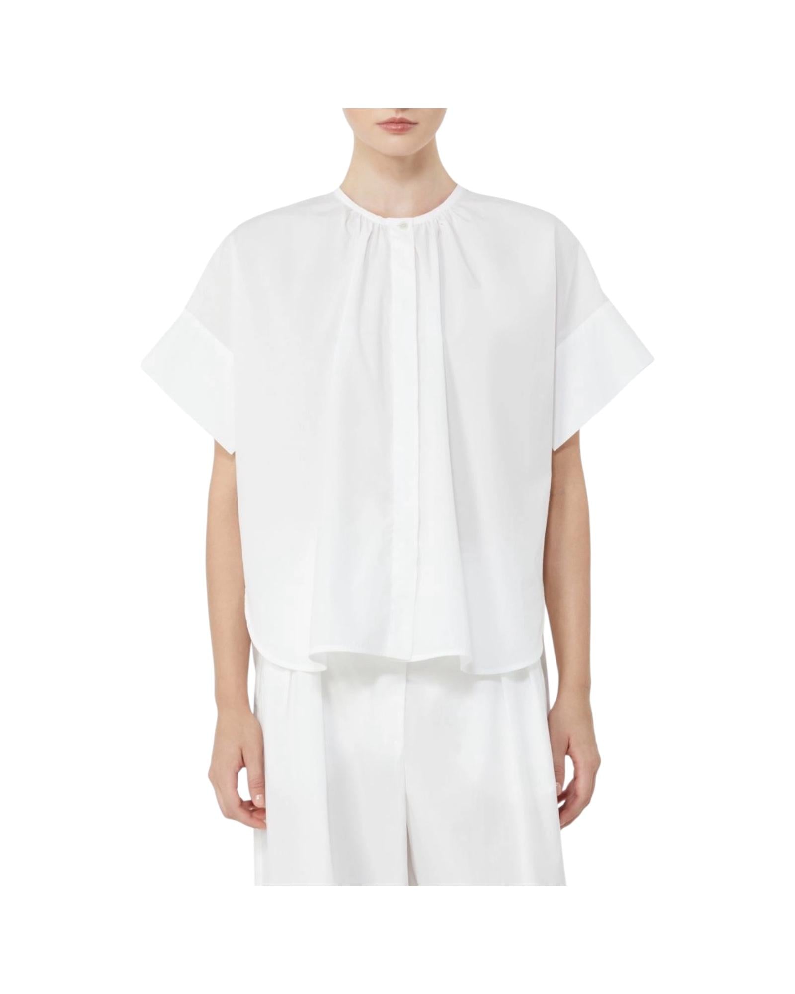 Camicia girocollo in popeline di cotone Bianco EDUCATA 004 MAX MARA WEEKEND 
