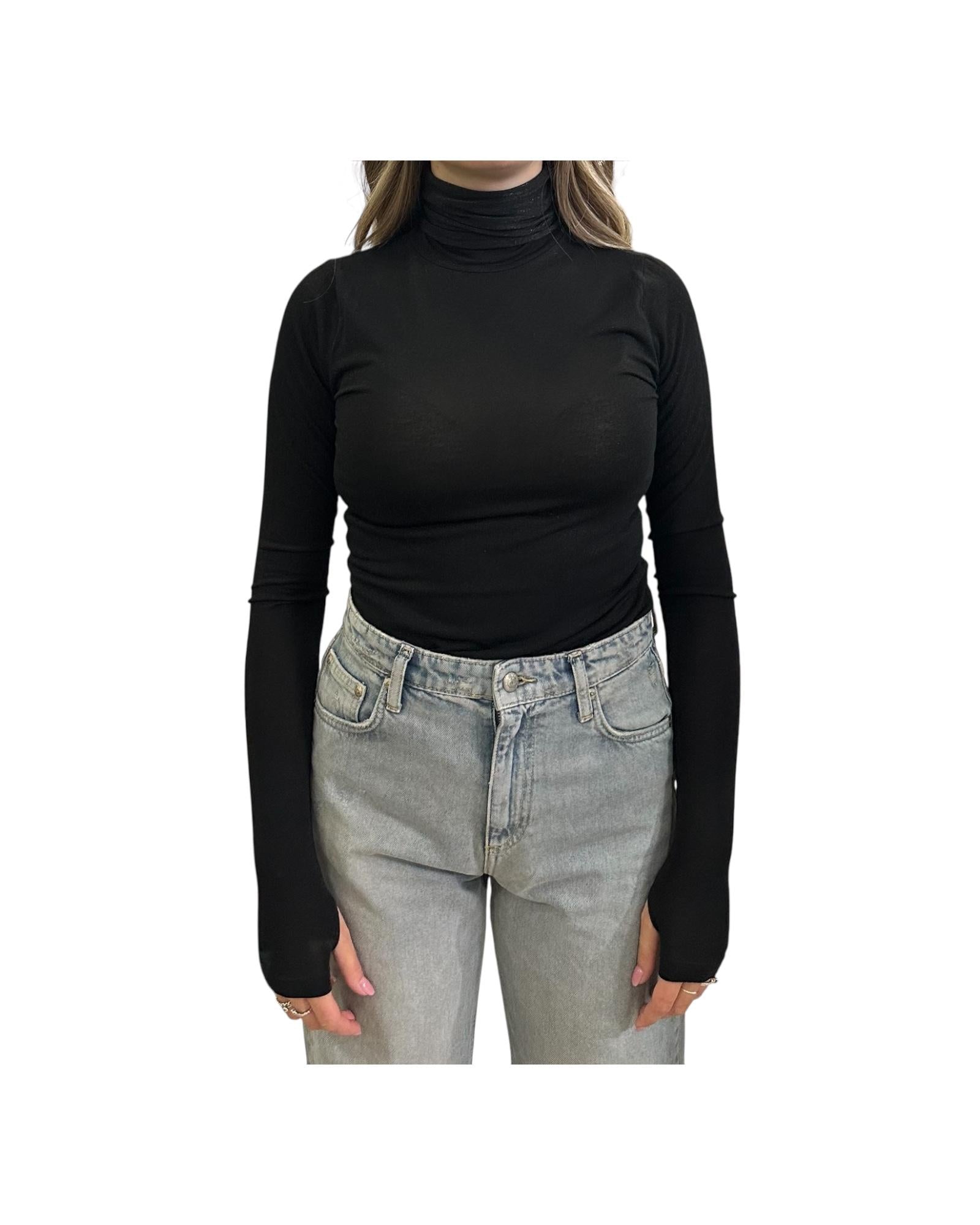 Maglia Lurex collo alto e manica lunga Nero ARABELLE LUREX 90 CHS 