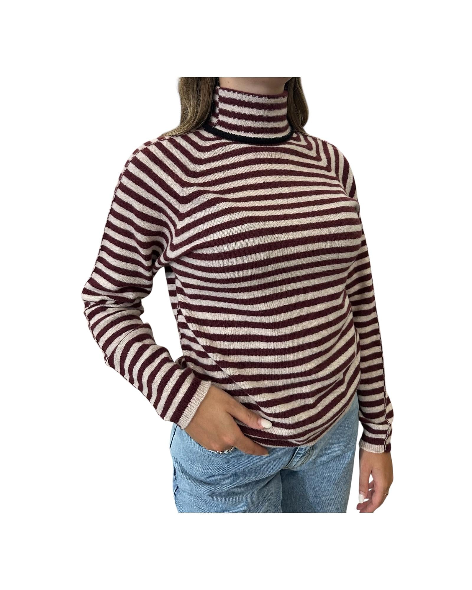 Maglia collo alto in lana Sesamo barolo M39 813 277 Floor 