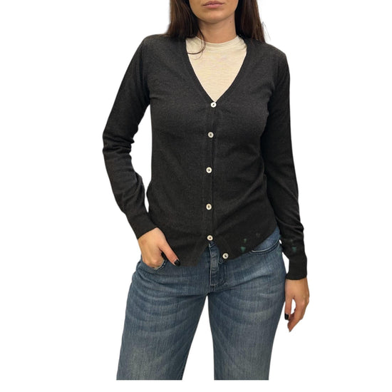 Cardigan in lana merino con scollo a V Grigio scuro CARDIGAN V GRIGIO SCURO AlEXANDRE STONE 