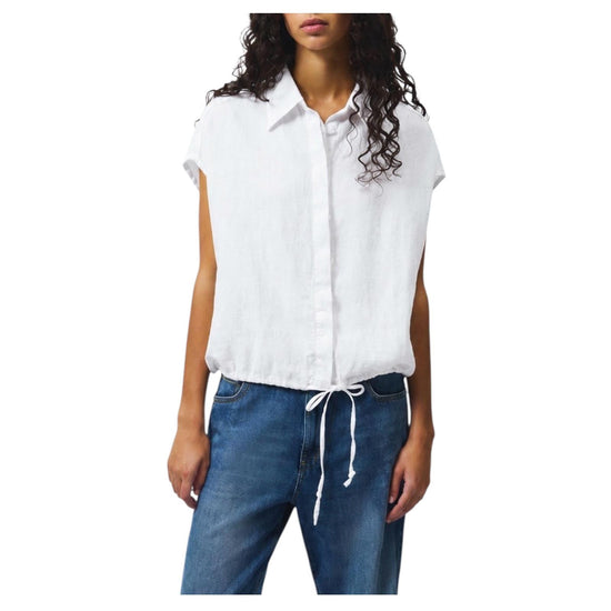 Camicia Tide in lino Optic white RND90275P4220569 C0014 ROY ROGER'S 