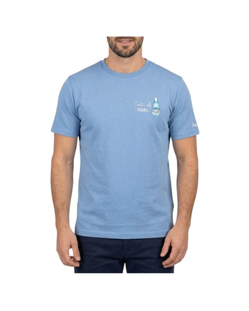 T-shirt celeste con ricamo Tutti al mare POT0001 04461L MC2 SAINT BARTH 