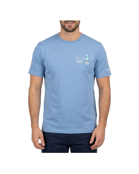 T-shirt celeste con ricamo Tutti al mare POT0001 04461L MC2 SAINT BARTH 