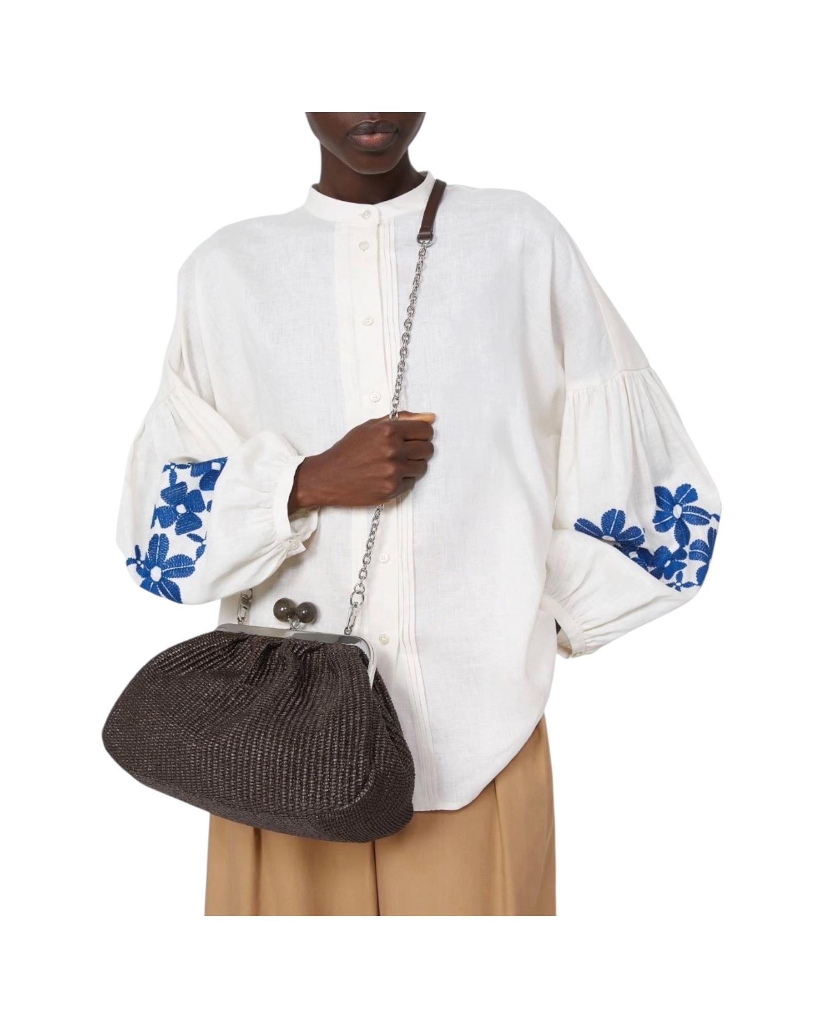 Pasticcino Bag Medium effetto rafia Testa di moro FORTUNA 053 MAX MARA WEEKEND 