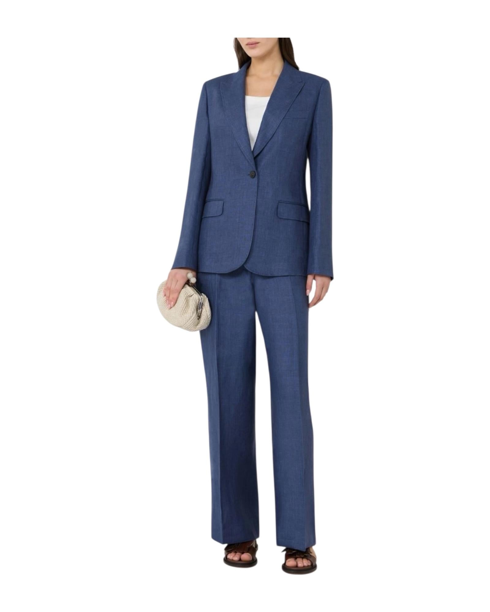 Blazer in canvas di lino Blu NALUT 006 MAX MARA WEEKEND 
