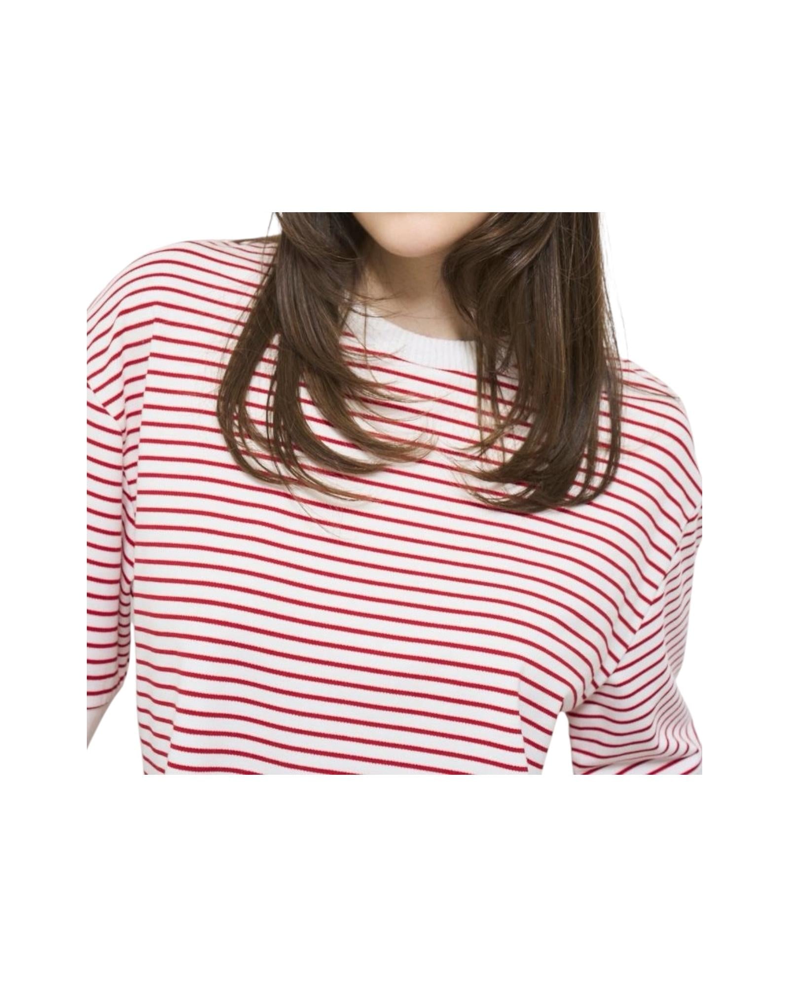 T-Shirt rigata Bianco Rosso TJA N016 003 haveone 