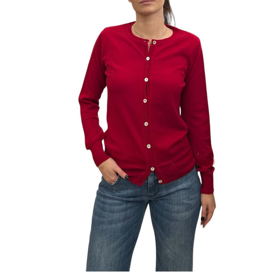 Cardigan girocollo in lana merino Rosso CARDIGAN GIROCOLLO ROSSO AlEXANDRE STONE 