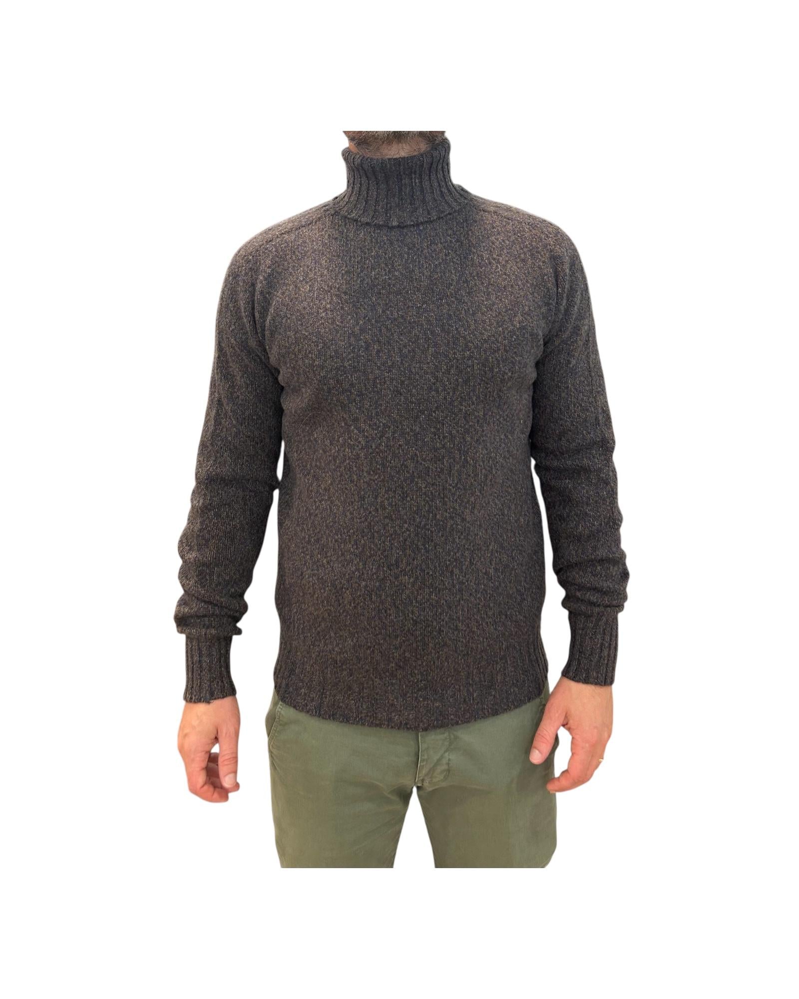 Maglione collo alto in lana Blu moro 14501 185 RETOIS 