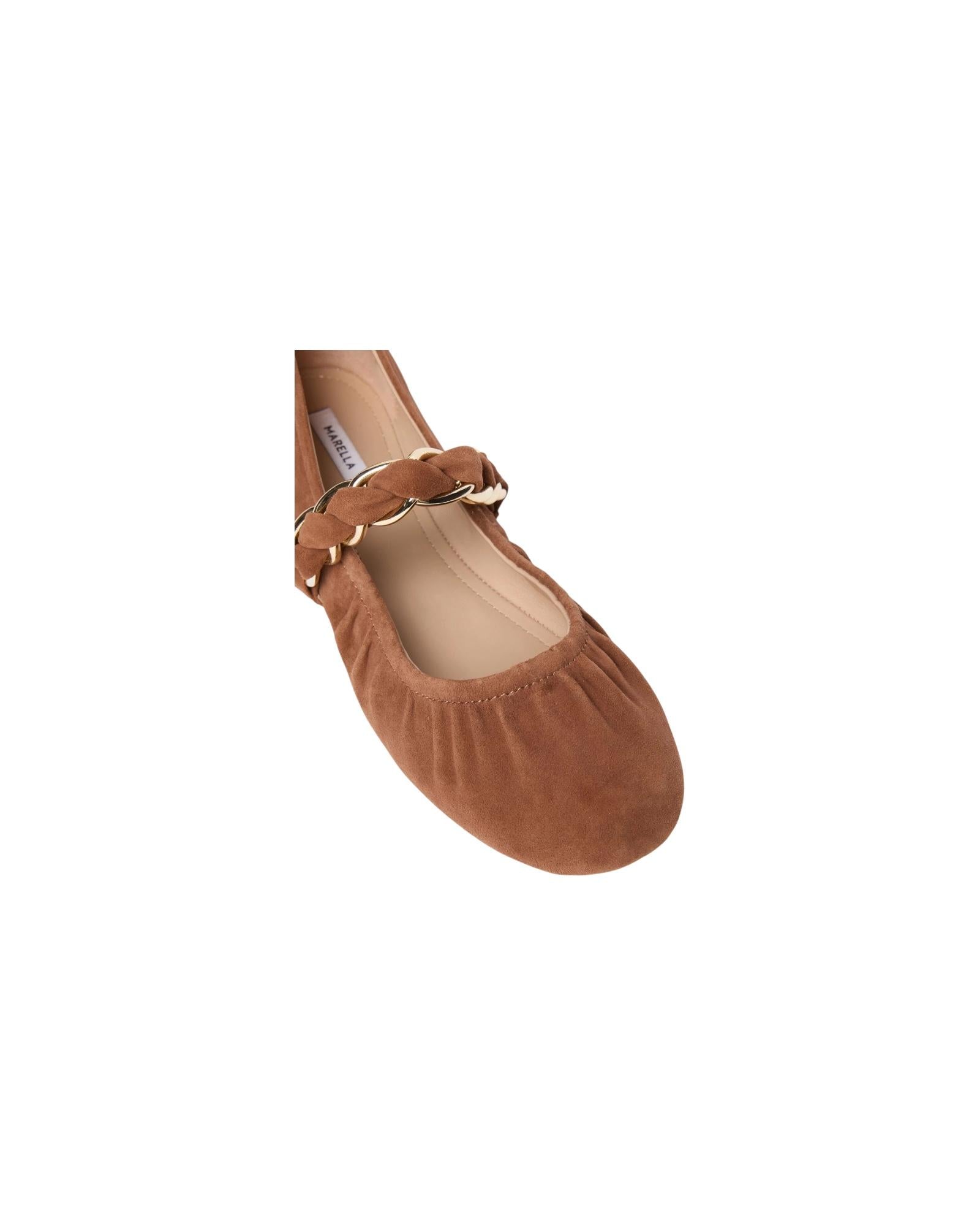 Ballerina in pelle scamosciata con catena Cuoio MATTEO 002 MARELLA 