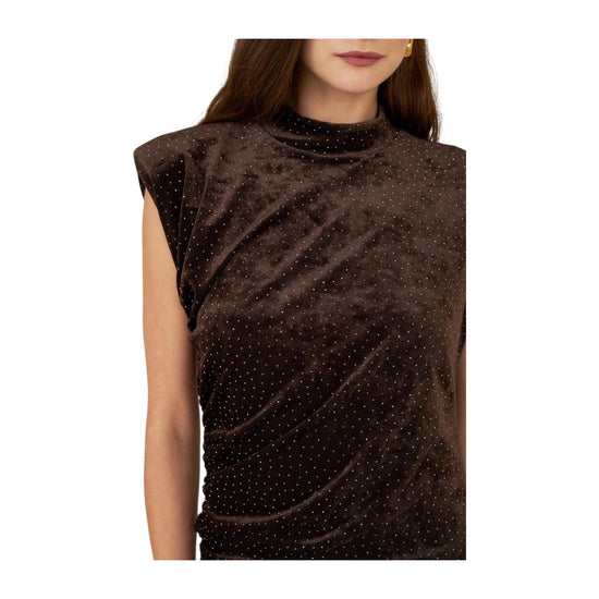 Abito in ciniglia con micro strass Marrone M38F1394 MARRONE SOUVENIR 