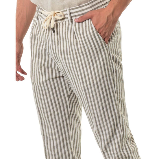 Pantalone misto lino righe Army Green AU25S32PA PA1413 ARMY GREEN Alley docks 