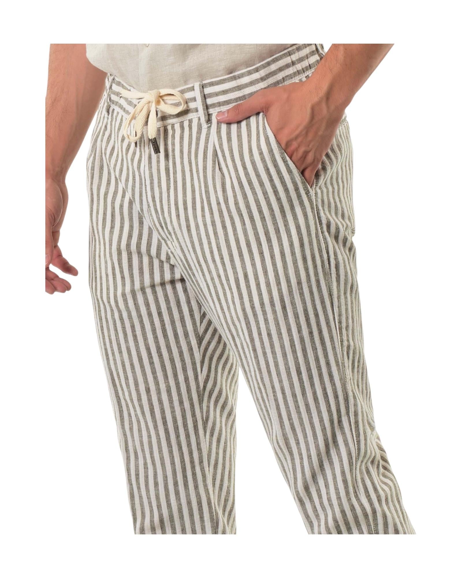 Pantalone misto lino righe Army Green AU25S32PA PA1413 ARMY GREEN Alley docks 