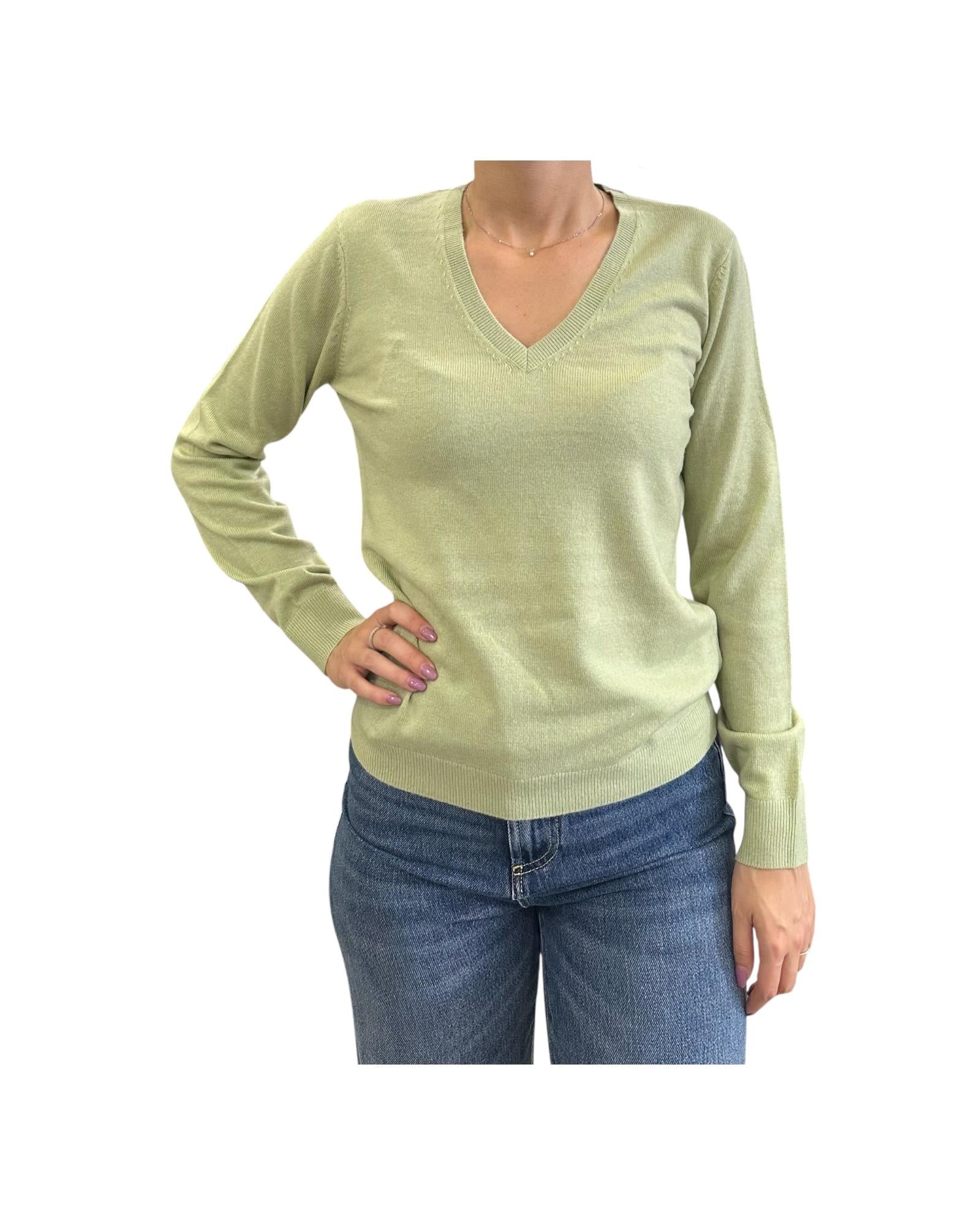Maglione scollo a V Salvia 97621 050 CAVALIERI MILANO 