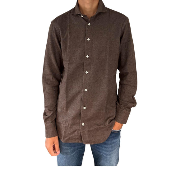 Camicia uomo in flanella Marrone B2338 12 BASTONCINO 