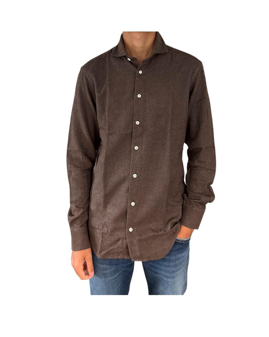 Camicia uomo in flanella Marrone B2338 12 BASTONCINO 