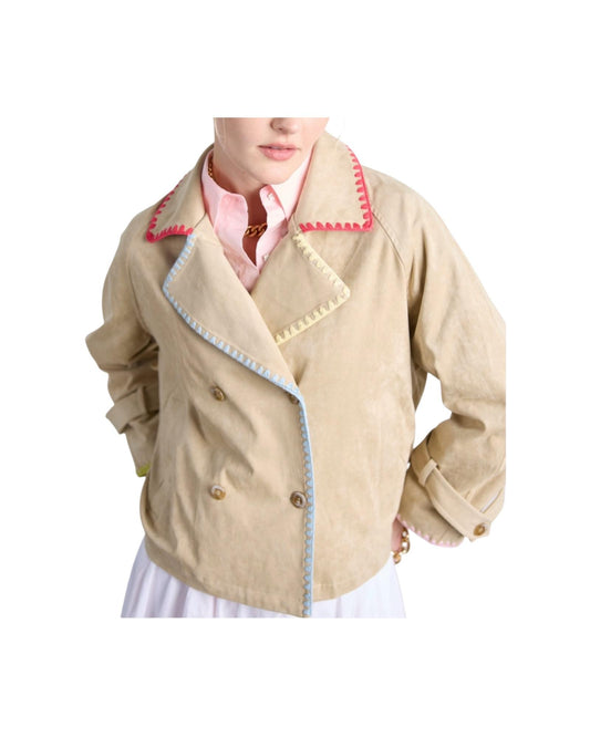 Giacca in suede con profili a contrasto 505 NUDE SINCE'RE PARIS 