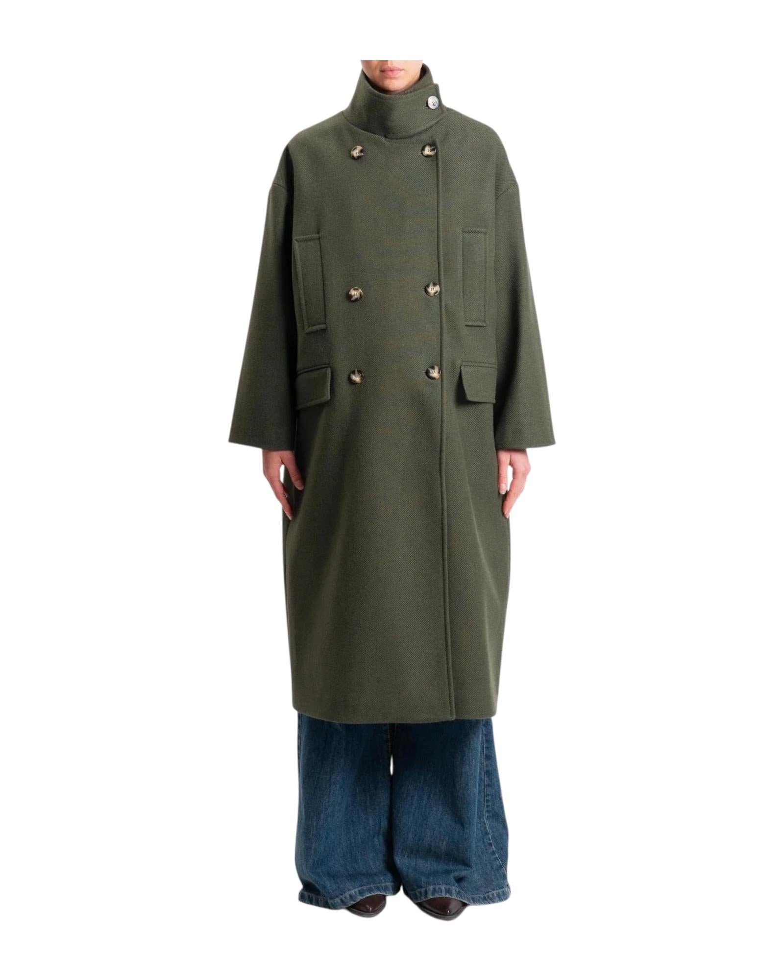 Cappotto doppio petto misto lana Verde militare TF1795 VERDE MILITARE VICOLO 