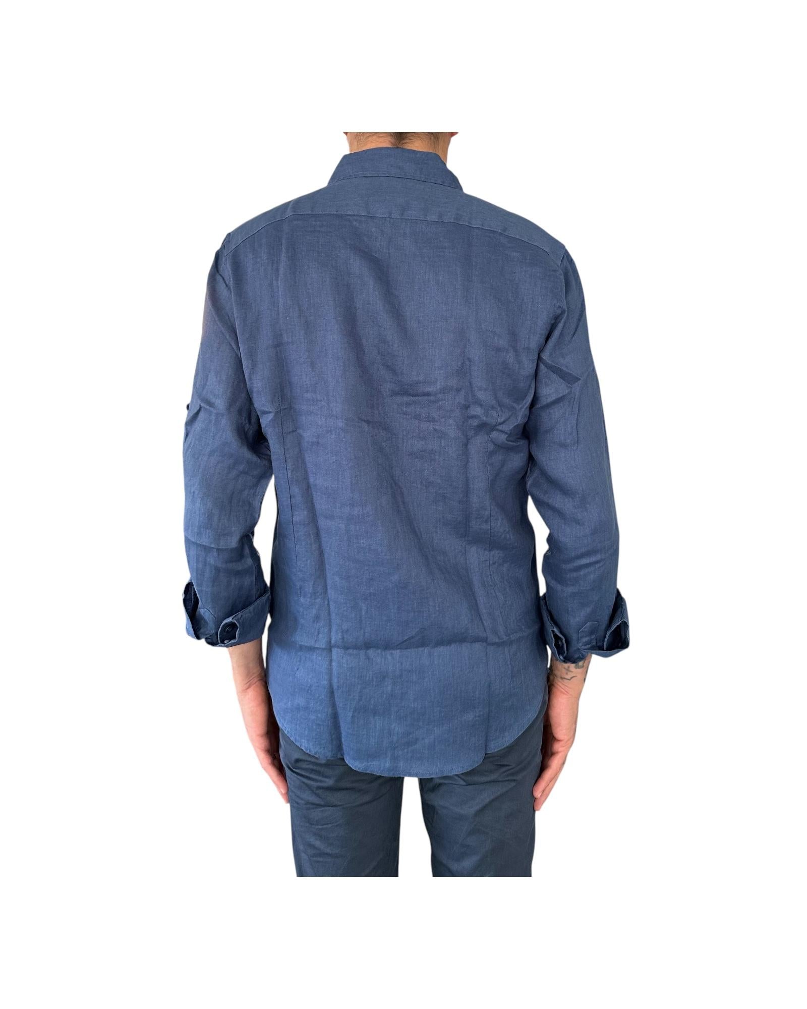 Camicia Uomo in lino Blue jeans CAMICIA LINO TINTA UNITA BLUE JEANS RE.VI.VAL 