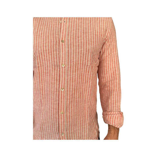 Camicia uomo misto lino a righe Rust AU25S06CA LINCOT366 RUST ALLEY DOCKS 