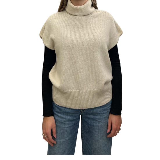 Gilet Over collo alto in cashmere Crema 85886 101 RETOIS 