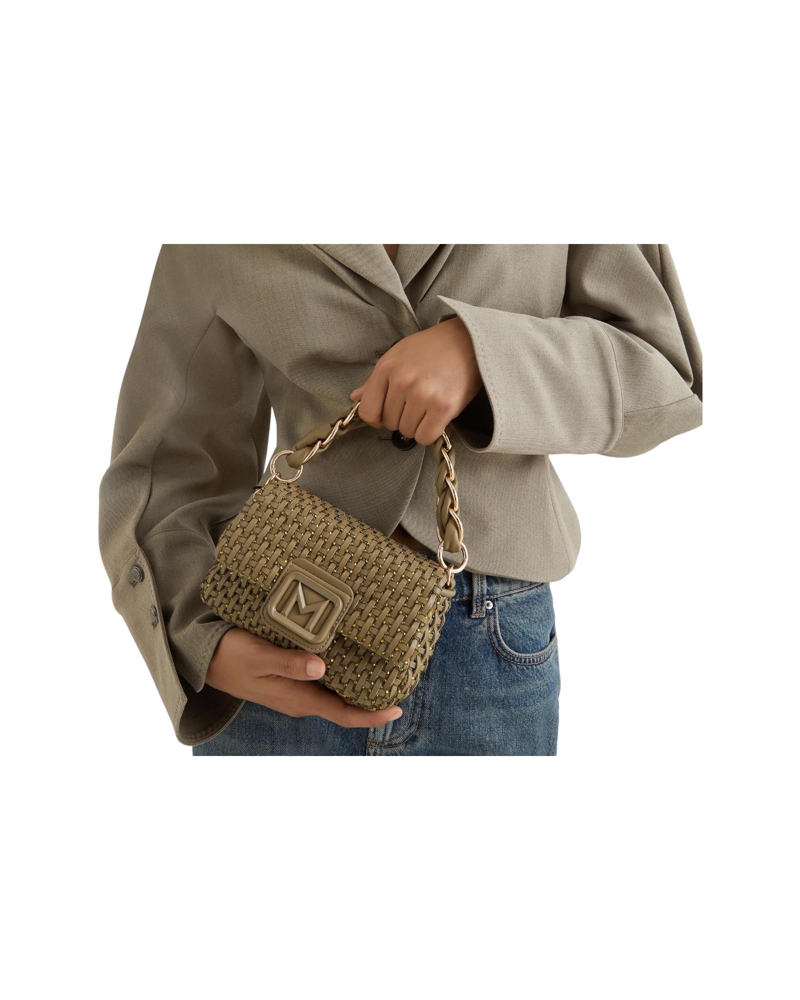 Borsa Le Muse small con intreccio e strass Verde kaki LONTRA1 002 MARELLA 