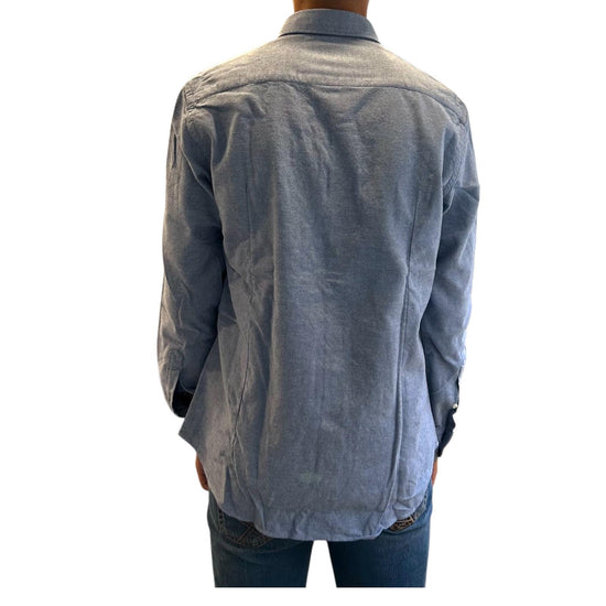 Camicia uomo in flanella Celeste B2338 14 BASTONCINO 
