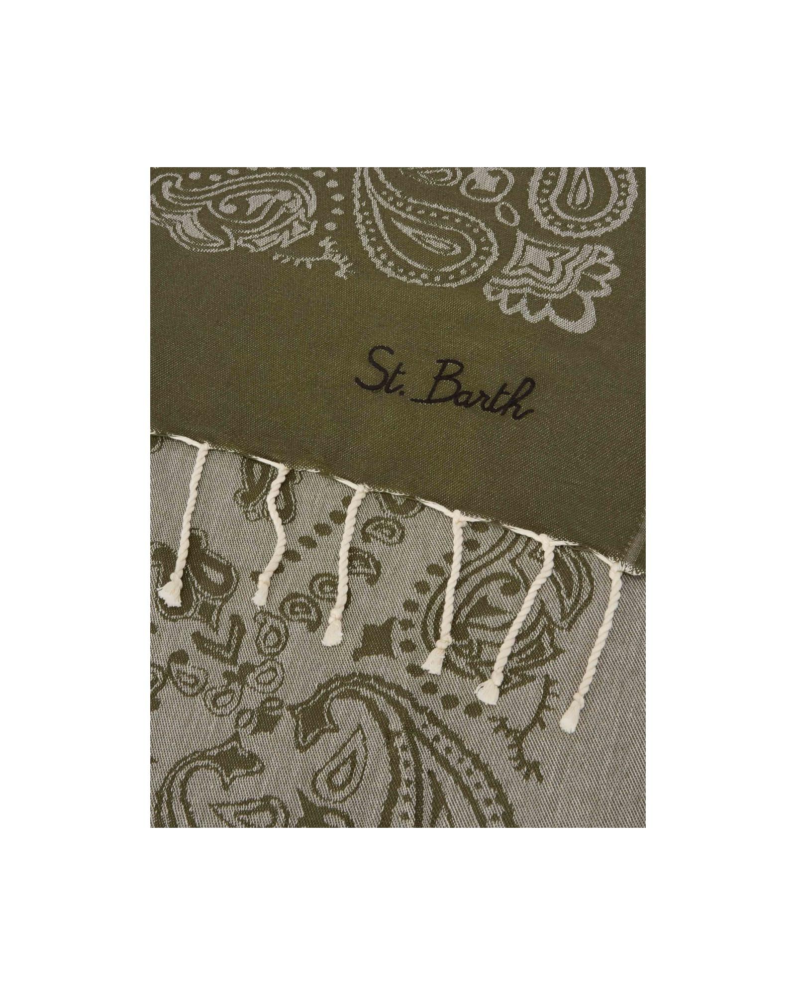 Telo mare in cotone jacquard con fantasia bandana verde militare FOUT009 07661L MC2 SAINT BARTH 