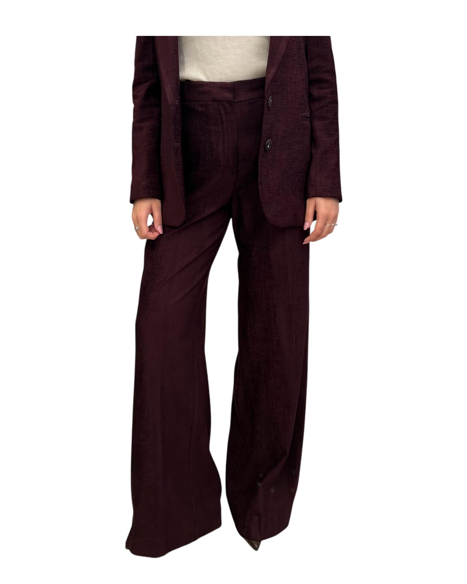 Pantalone Palazzo in velluto lavorato Bordeaux PCB P033 072 haveone 