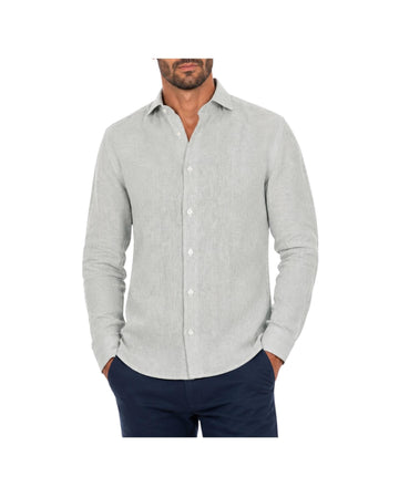 Camicia Uomo misto lino a righe Banco verde B1120 6 BASTONCINO 