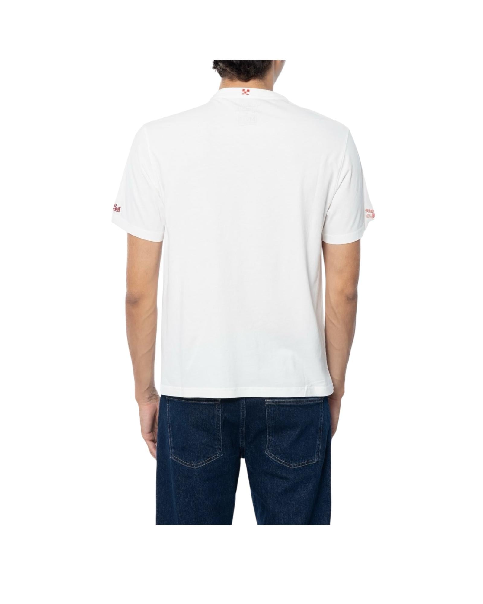 T-shirt in cotone invernale con ricamo Levateje er vino Bianco ARN0004 03034I MC2 SAINT BARTH 