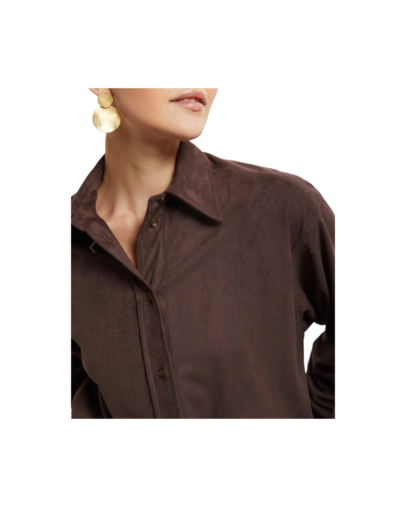 Camicia con fondo arrotondato Brown FNT DC5157 BROWN OTTOD'AME 