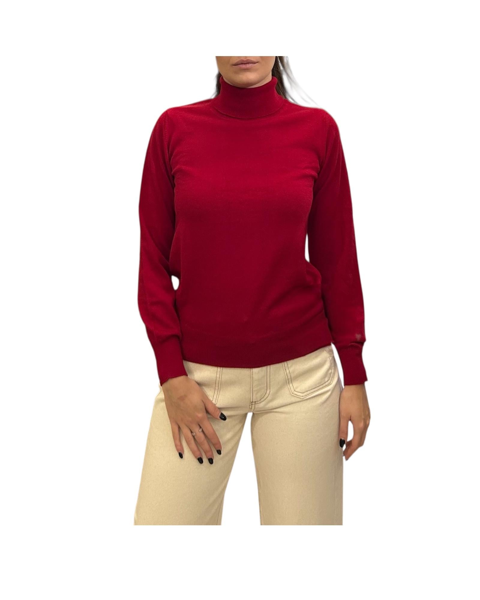 Dolcevita in lana merino Rosso MAGLIE COLLO ALTO ROSSO AlEXANDRE STONE 