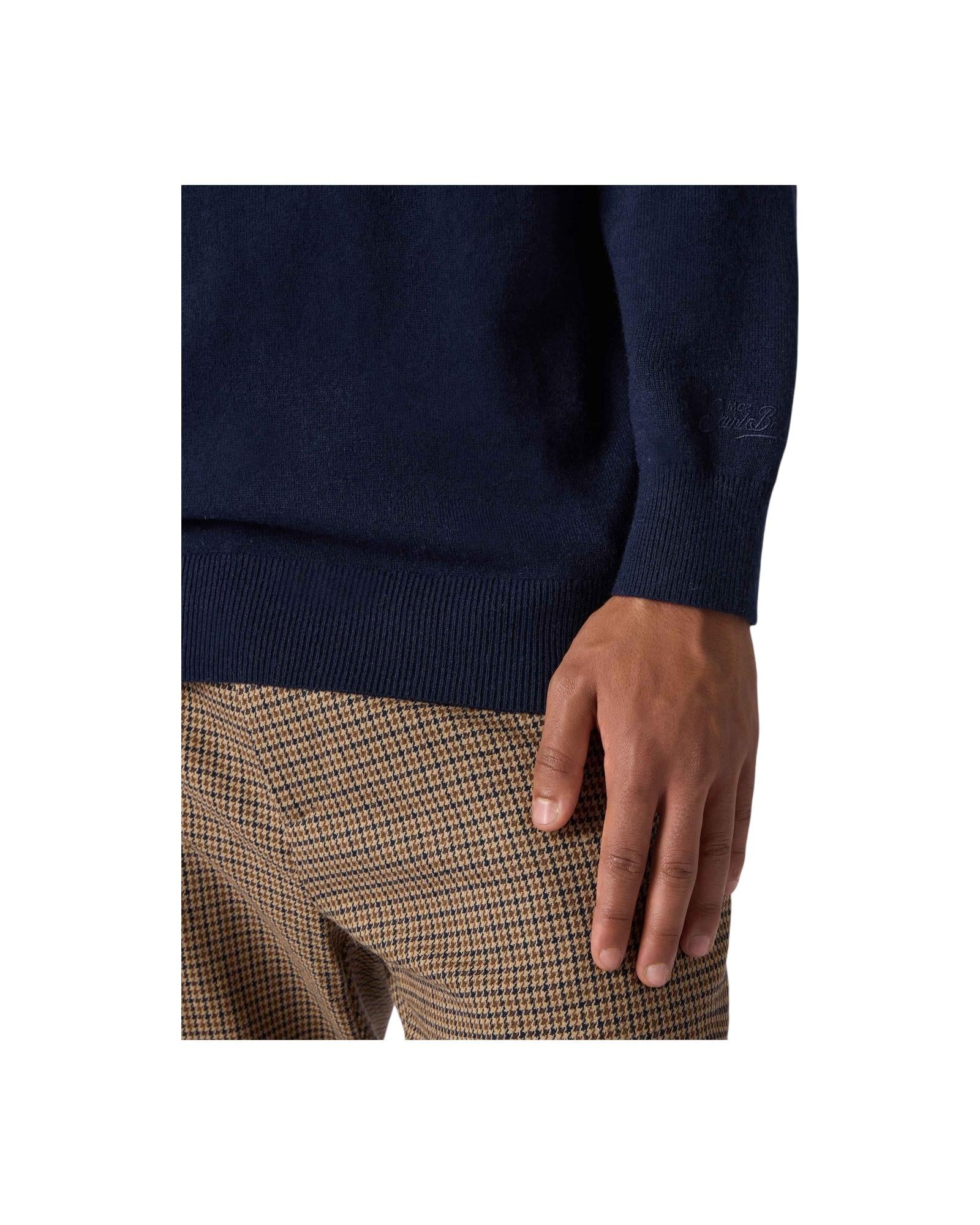 Maglione girocollo con ricamo Sole, wishy e sei in pole position Blu HER0024 03392I MC2 SAINT BARTH 