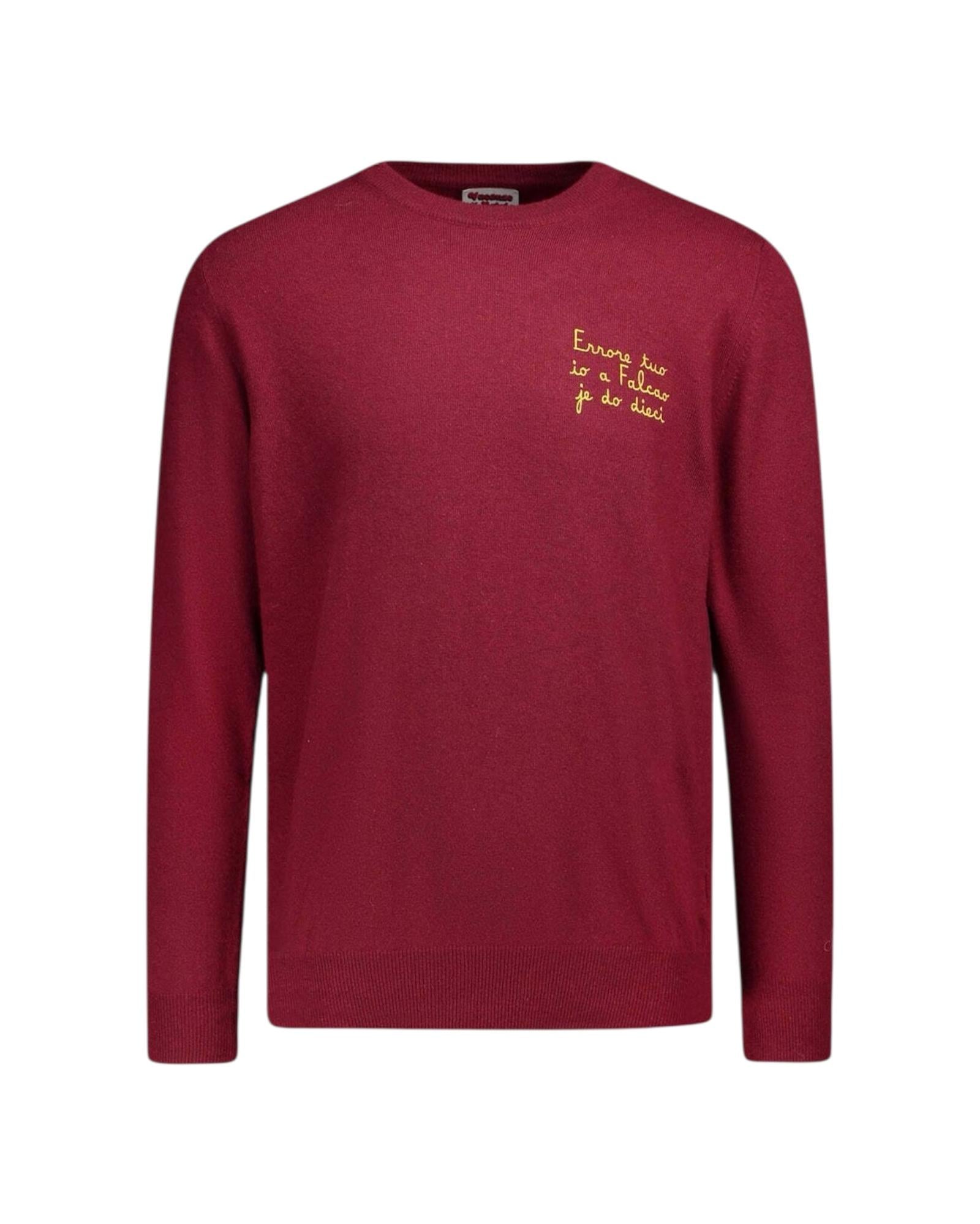 Maglione girocollo con ricamo Errore tuo io a Falcao je do dieci Bordeaux HER0024 03382I MC2 SAINT BARTH