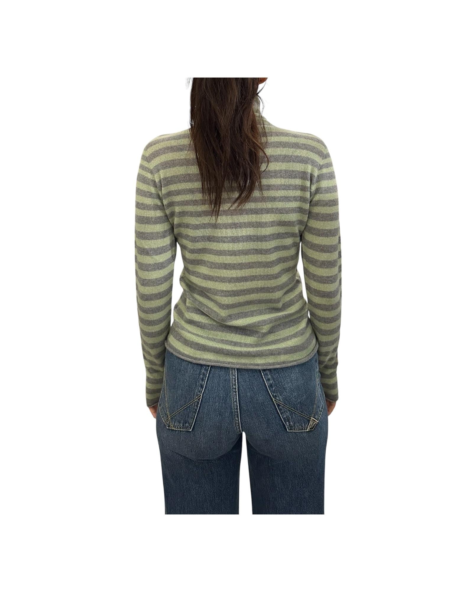Maglia dolcevita in cashmere righe Grigio-giada 85891 502 RETOIS 