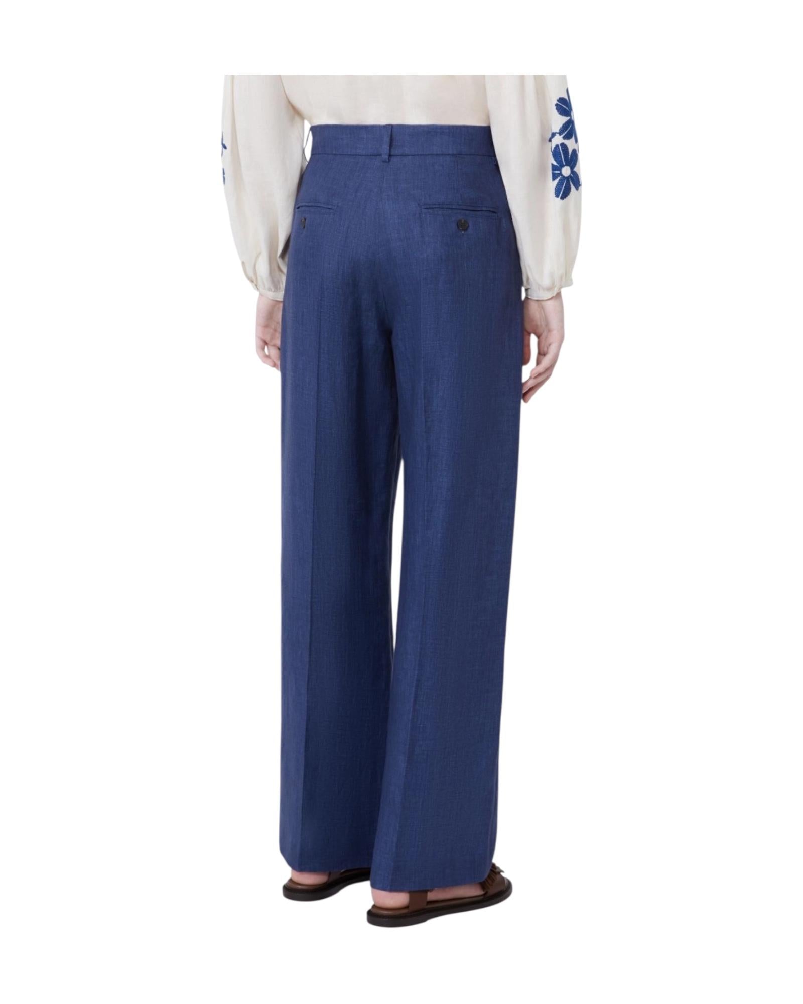 Pantalone in canvas di lino Blu MALIZIA 006 MAX MARA WEEKEND 