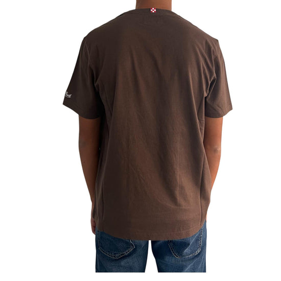 T-shirt in cotone Marrone con ricamo La mossa del giaguaro ARN0001 02979I MC2 SAINT BARTH 